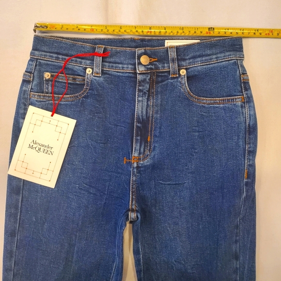 NWT$900 Alexander McQueen Dark Blue High Rise Flare Jeans Sz 24 - Picture 12 of 15